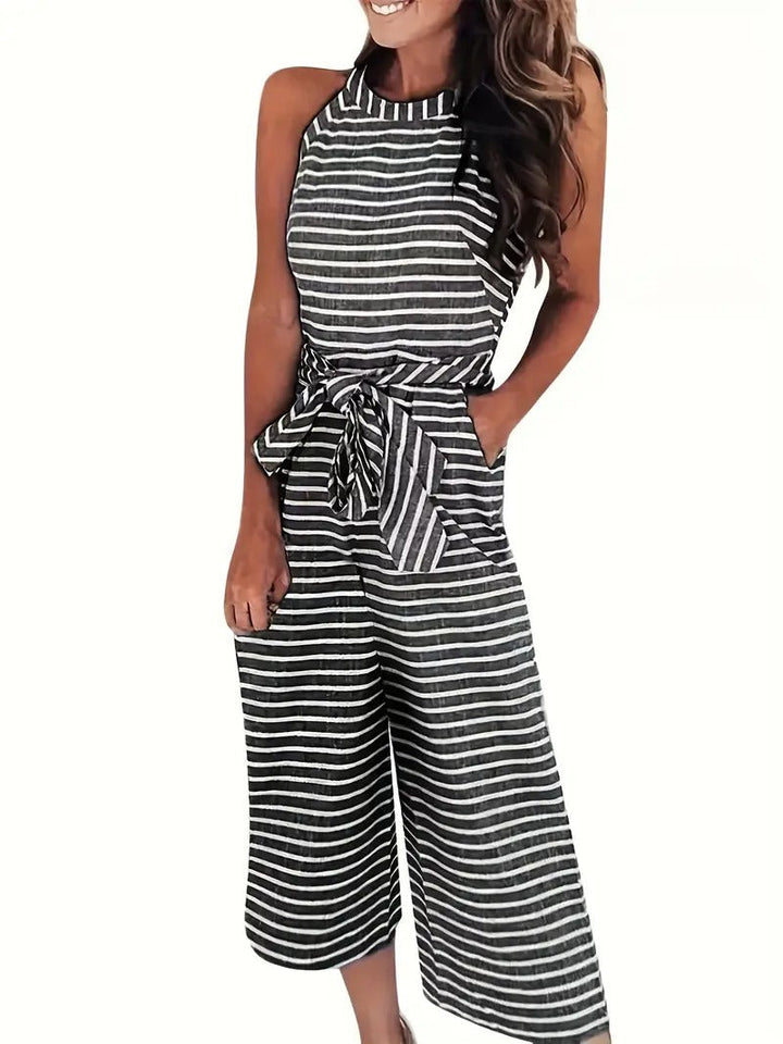Women's Jumpsuit | Patterned Sleeveless & High Waist | Wide Leg Trousers | Summer/Vacation