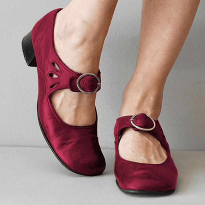 Women's Pumps | Low Heel & Comfortable | Buckle & Strap | Soft Sole for Everyday