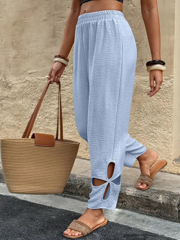 Women's Trousers | Cropped Style & Elastic Waist | Summer & Cut Detail