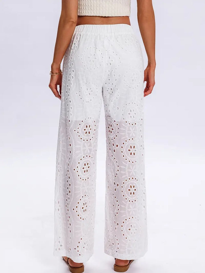 Women's Wide Embroidered Trousers | Elegant & Light | Perfect for Summer