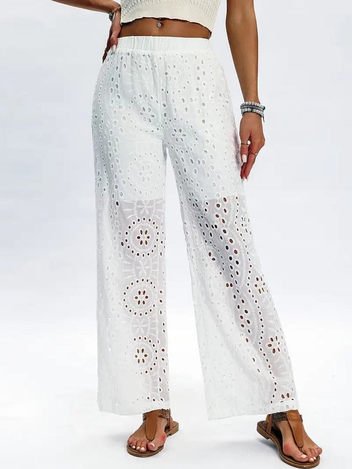 Women's Wide Embroidered Trousers | Elegant & Light | Perfect for Summer