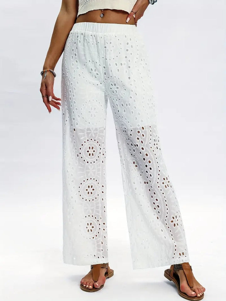Women's Wide Embroidered Trousers | Elegant & Light | Perfect for Summer