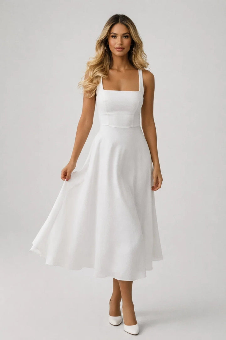 Women’s Midi Dress | Elegant | Sleeveless Square Neck | Summer