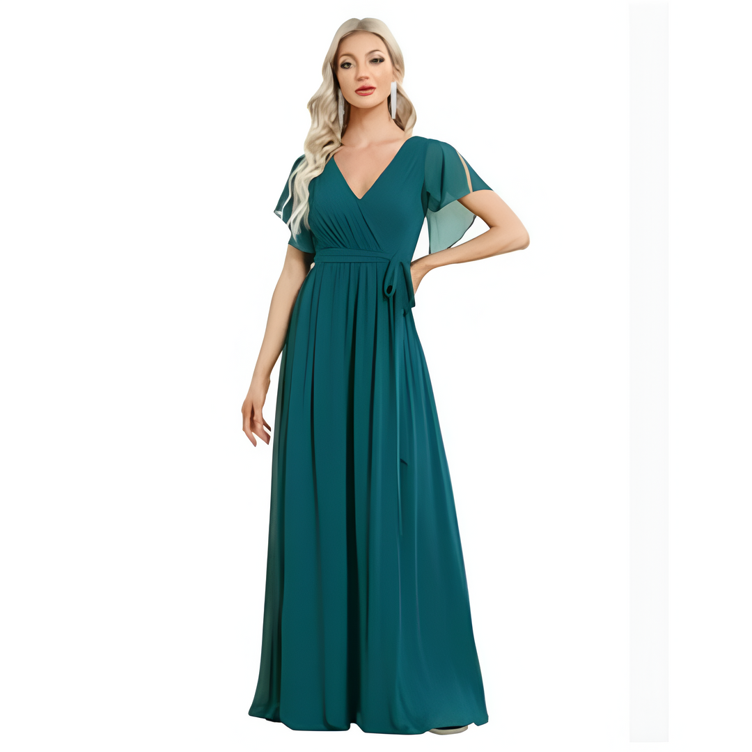 Women Maxi Dress | V-Neck & A-Line | Short Sleeved | Elegant & Comfortable