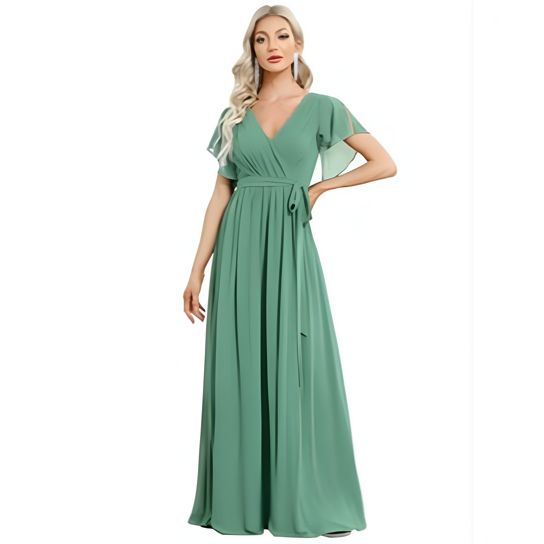 Women Maxi Dress | V-Neck & A-Line | Short Sleeved | Elegant & Comfortable