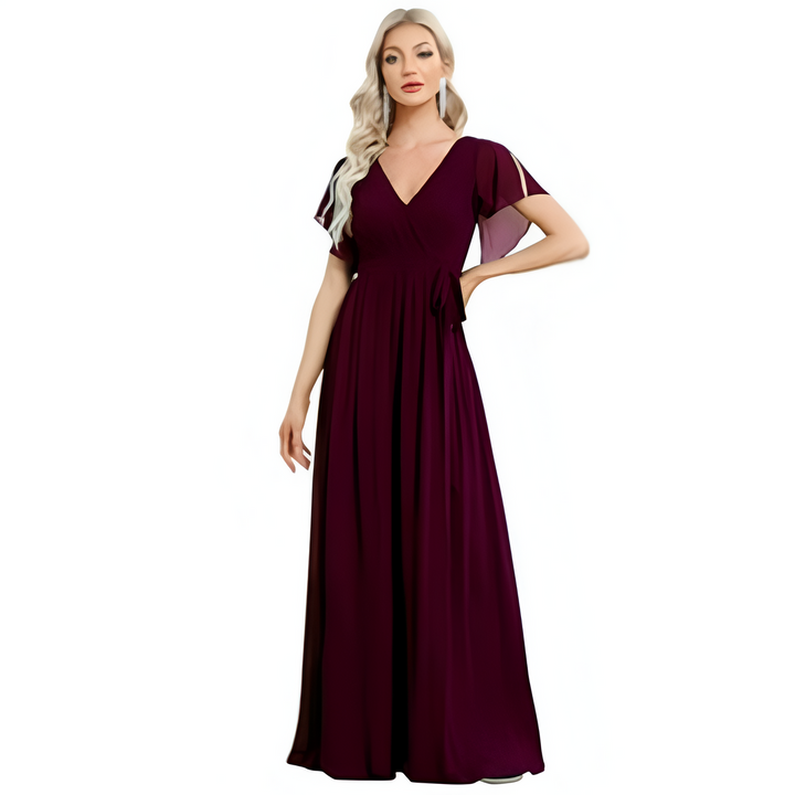 Women Maxi Dress | V-Neck & A-Line | Short Sleeved | Elegant & Comfortable