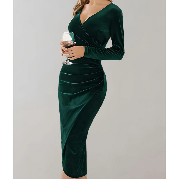 Women Midi Dress | Wrap Style with Long Sleeves | Figure-Hugging & Timeless | Everyday & Occasion