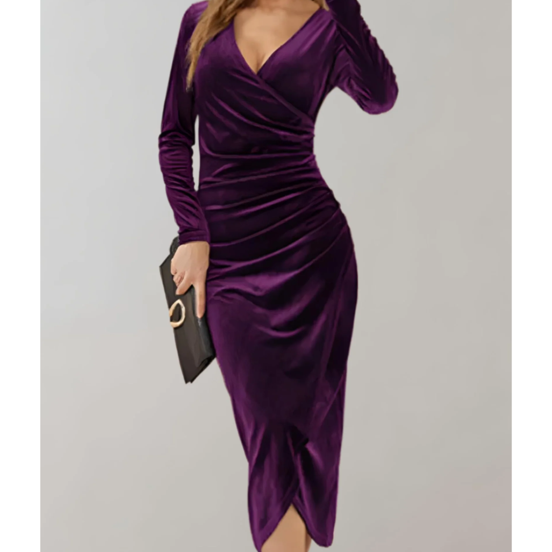 Women Midi Dress | Wrap Style with Long Sleeves | Figure-Hugging & Timeless | Everyday & Occasion