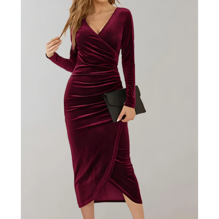 Women Midi Dress | Wrap Style with Long Sleeves | Figure-Hugging & Timeless | Everyday & Occasion