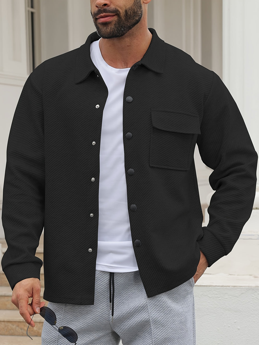 Men's Casual Jacket | Stylish & Fashionable | Light Stretch & Woven | Solid Color
