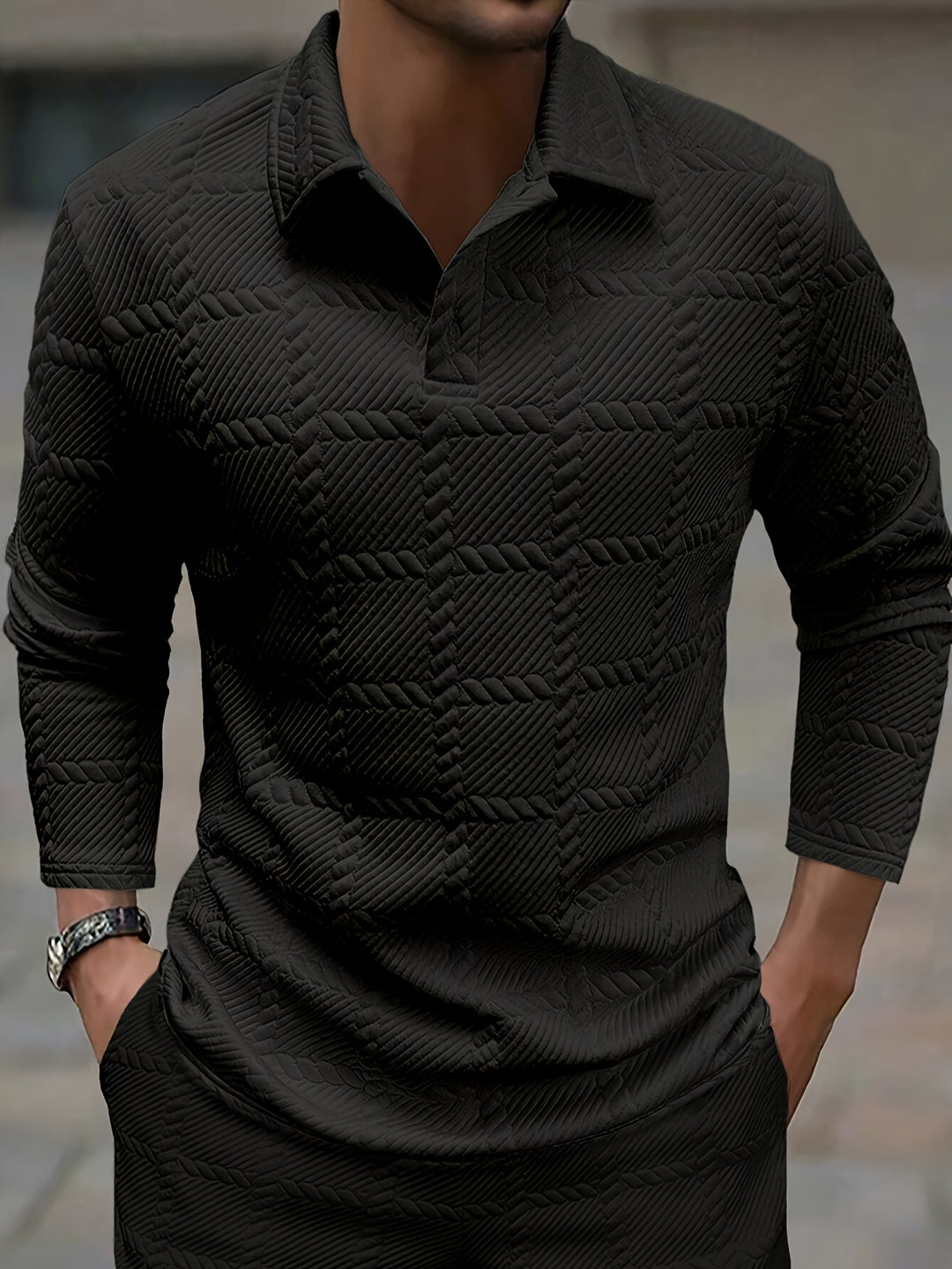 Men's Polo Shirt | Knitted Jacquard | Stylish & Casual | Spring & Autumn