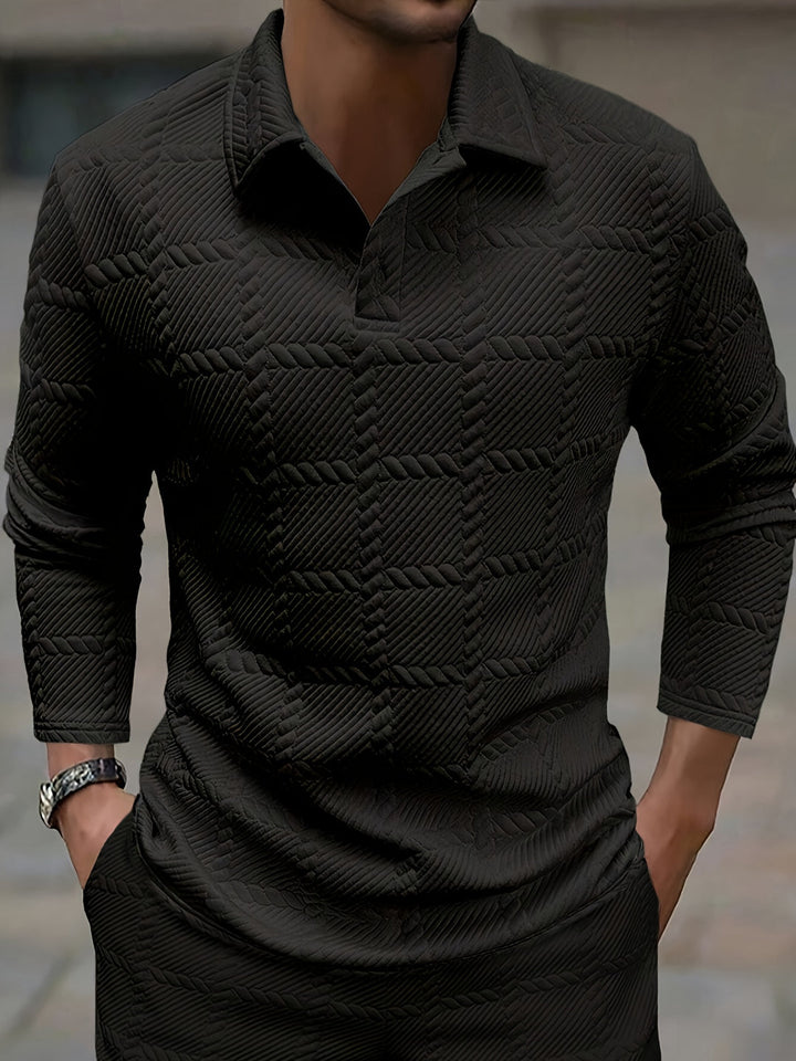 Men's Polo Shirt | Knitted Jacquard | Stylish & Casual | Spring & Autumn