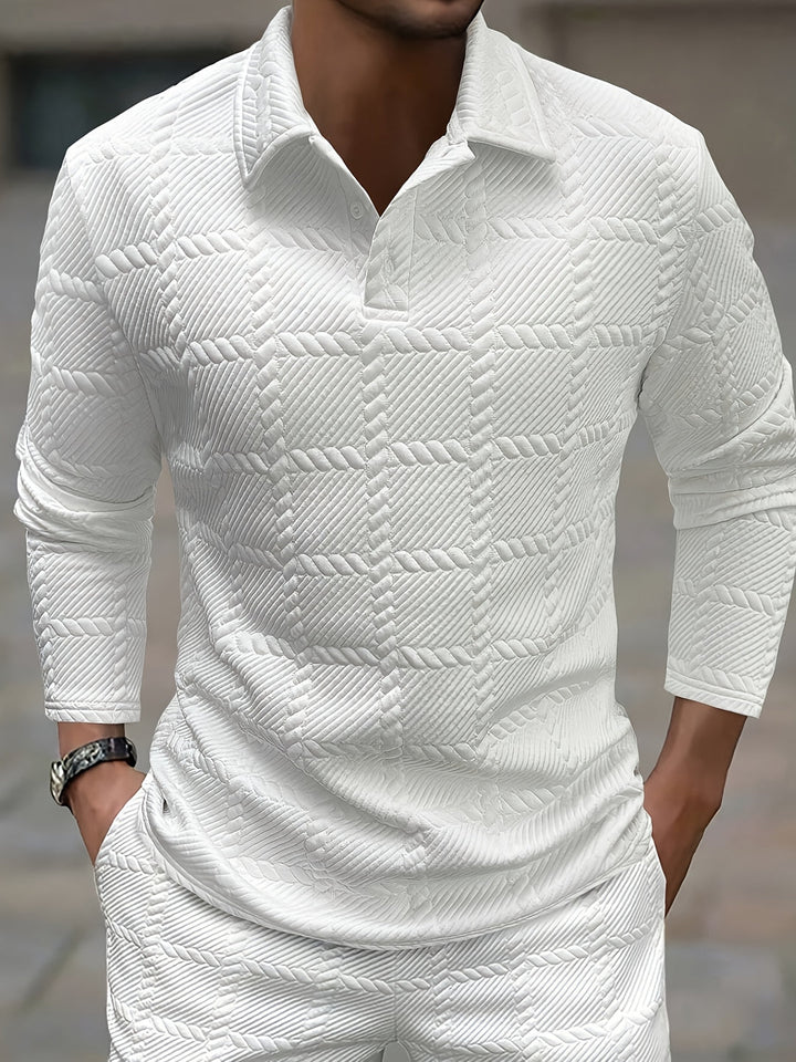 Men's Polo Shirt | Knitted Jacquard | Stylish & Casual | Spring & Autumn