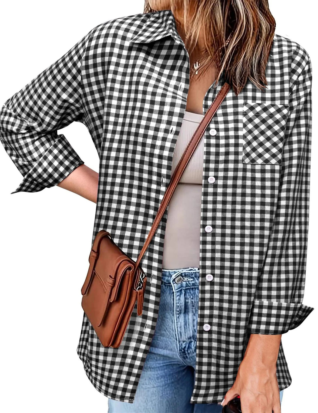 Women’s Shirt | Checked & Long Sleeve | Casual Style | Button-Up