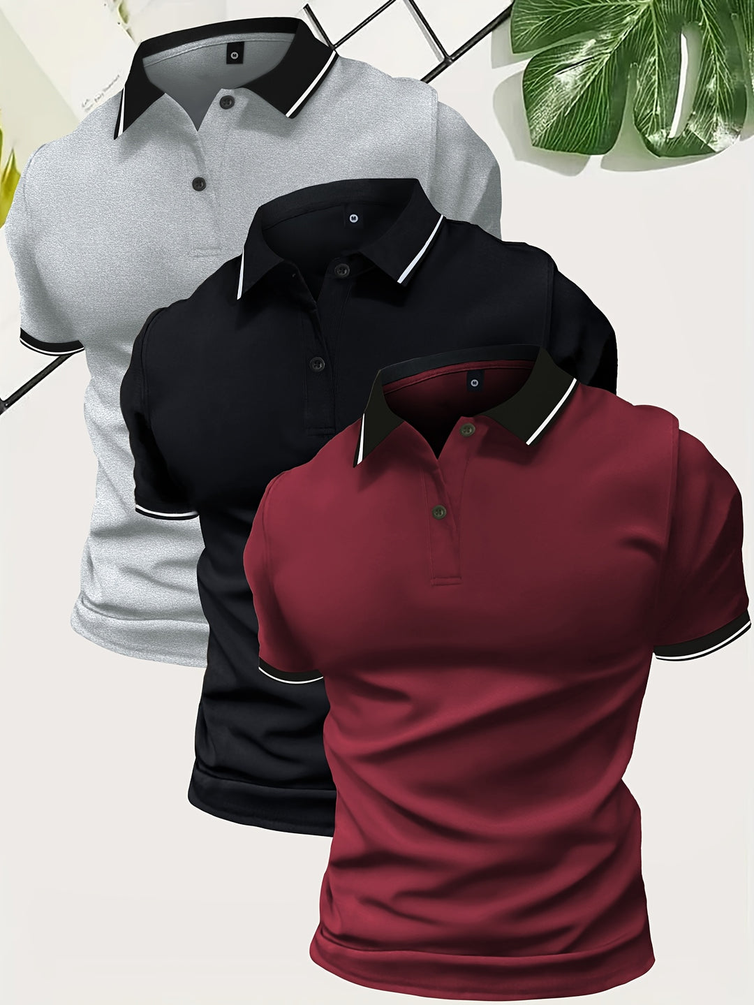 Men's 3-Pack Polo Shirt | Casual & Solid Color | Lightweight Polyester | Short Sleeve