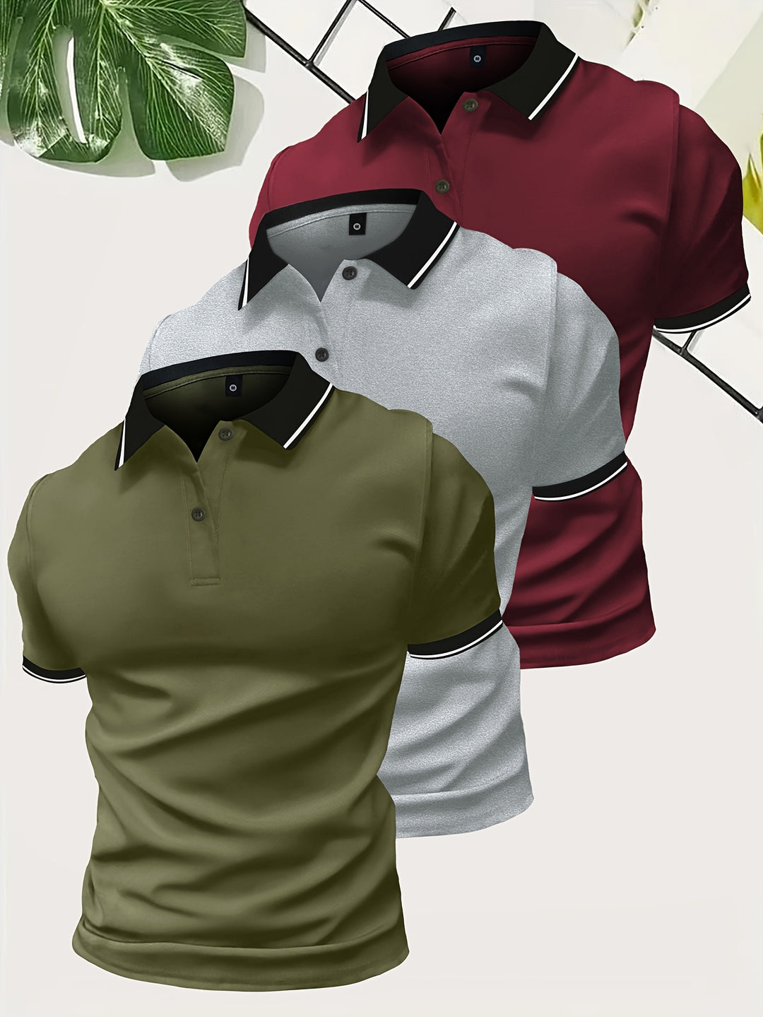 Men's 3-Pack Polo Shirt | Casual & Solid Color | Lightweight Polyester | Short Sleeve