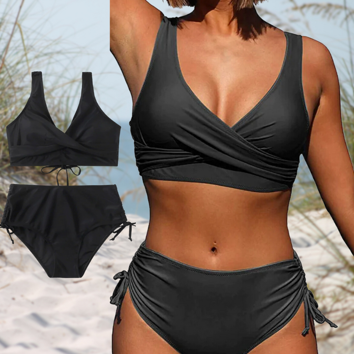Bikini set for women | High waist & padded | Cross back & two-piece | Classic design