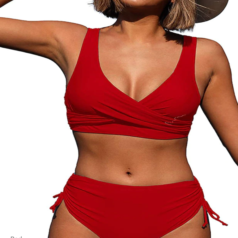 Bikini set for women | High waist & padded | Cross back & two-piece | Classic design