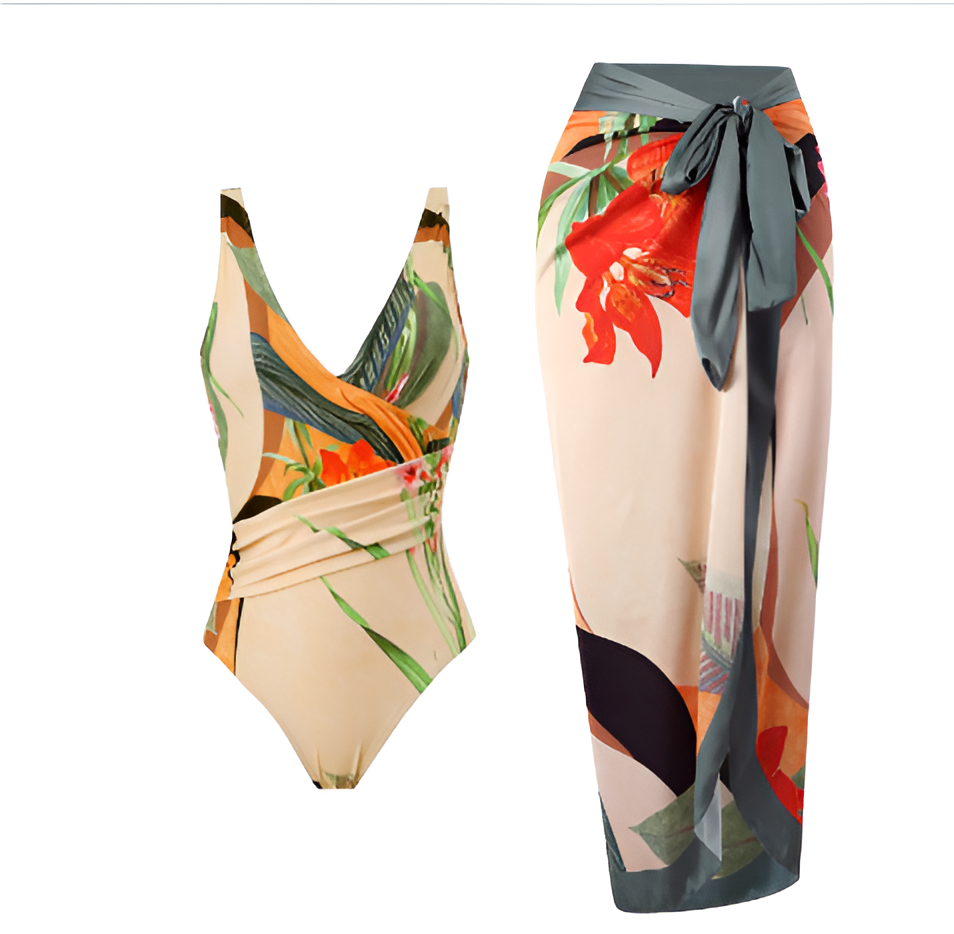 Women’s Swimsuit | One Piece | High Waist & Necklace | Tummy Control