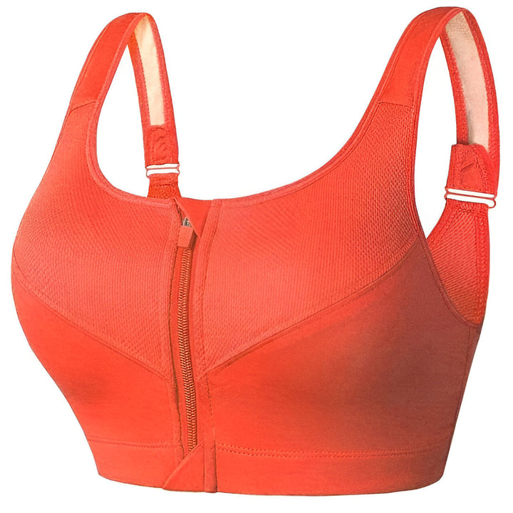 Women's Sports Bra | Front Zip & Adjustable Straps | Plus Size & Shockproof | Training & Yoga