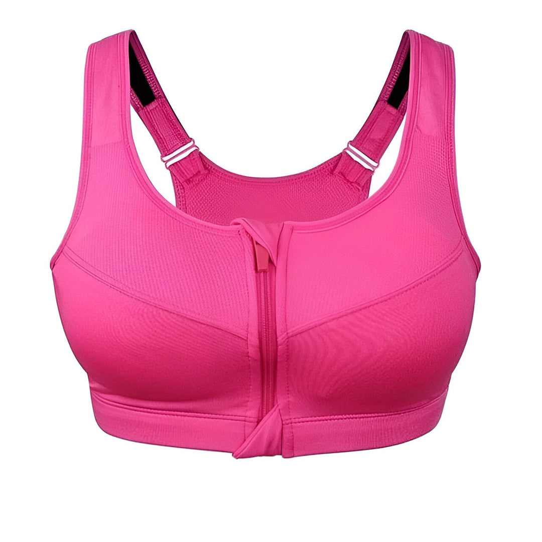 Women's Sports Bra | Front Zip & Adjustable Straps | Plus Size & Shockproof | Training & Yoga