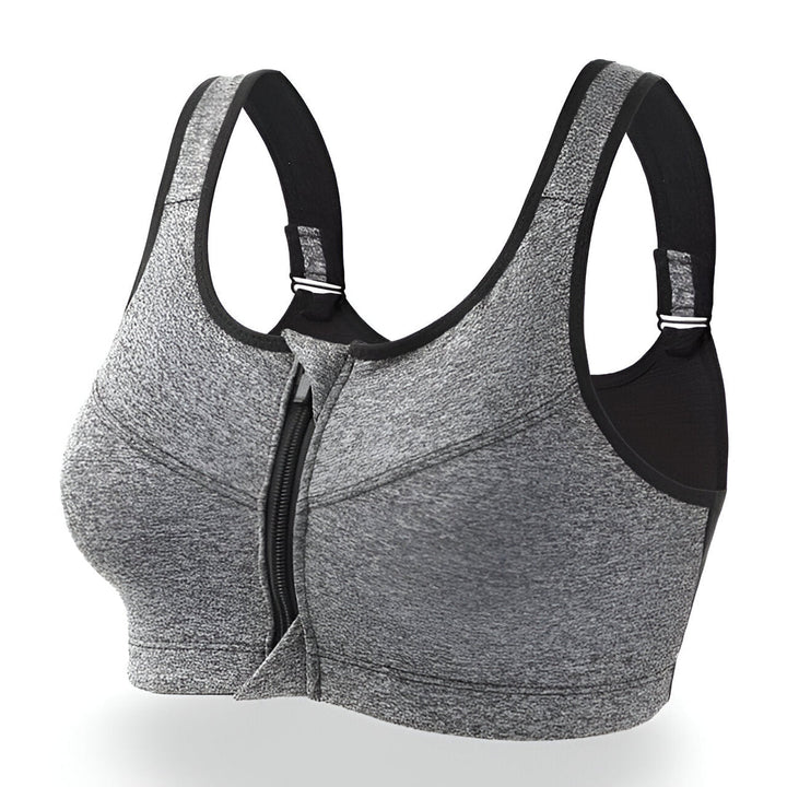 Women's Sports Bra | Front Zip & Adjustable Straps | Plus Size & Shockproof | Training & Yoga