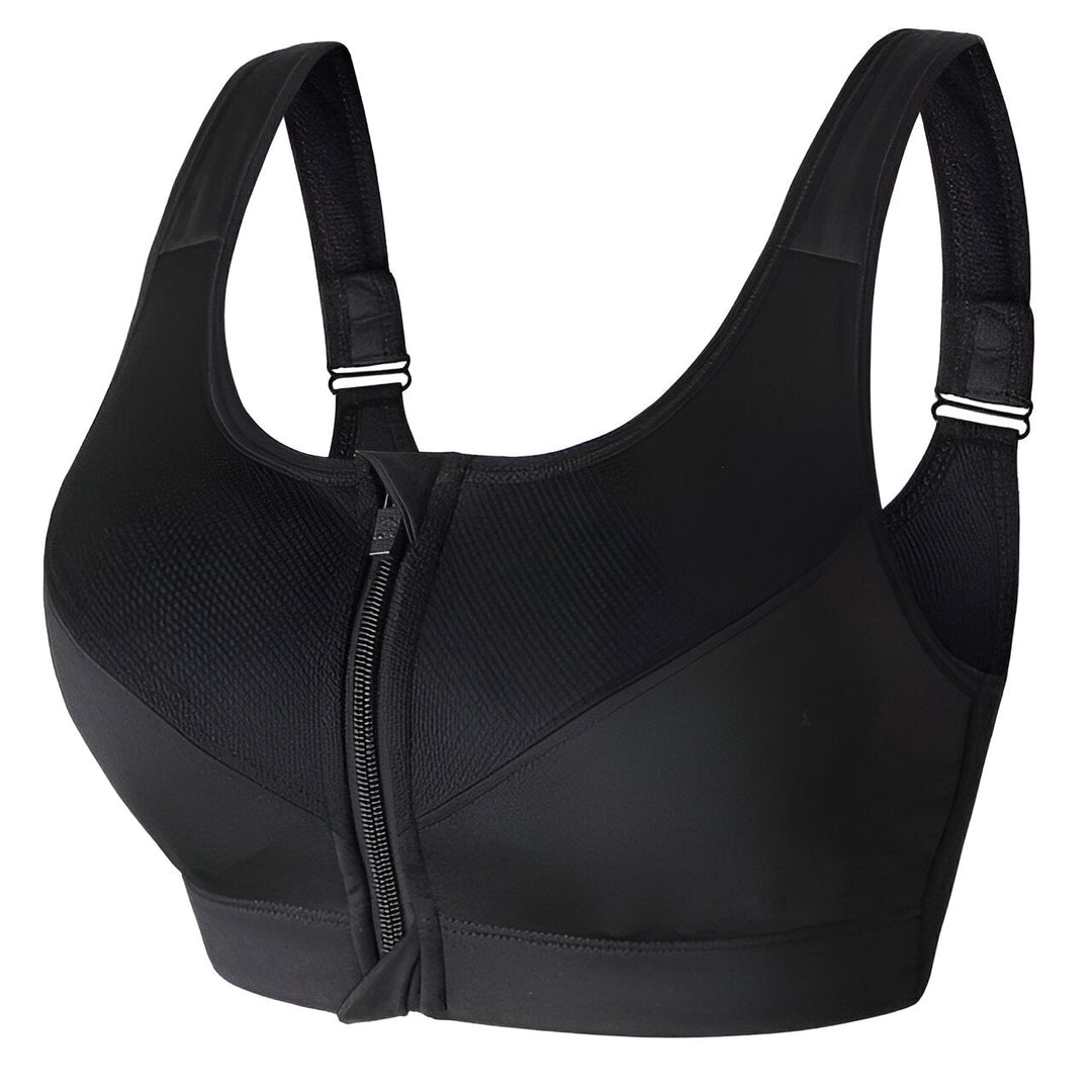 Women's Sports Bra | Front Zip & Adjustable Straps | Plus Size & Shockproof | Training & Yoga