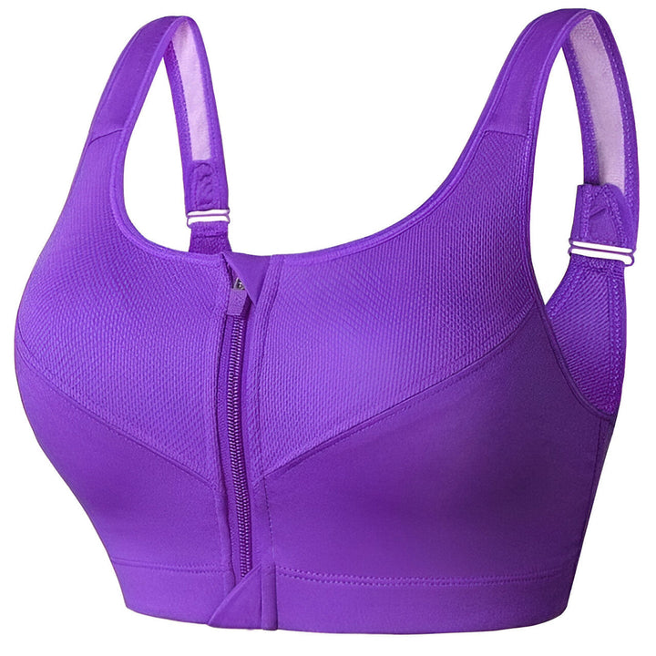 Women's Sports Bra | Front Zip & Adjustable Straps | Plus Size & Shockproof | Training & Yoga