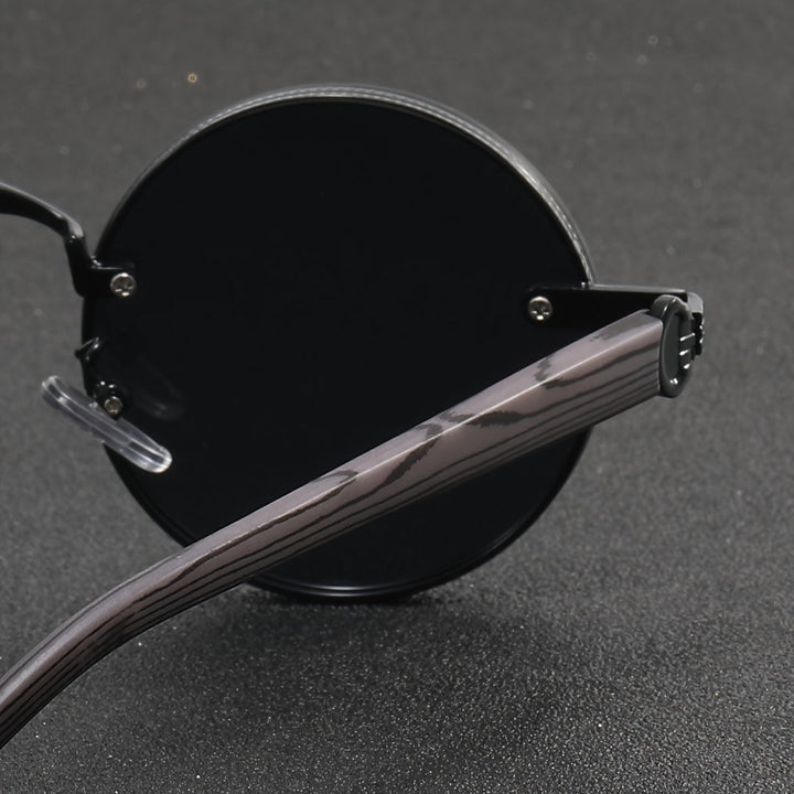 Men's Vintage Glasses | Round Metal Frame with Wood Texture | Fashionable