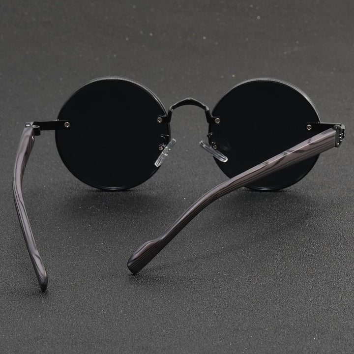 Men's Vintage Glasses | Round Metal Frame with Wood Texture | Fashionable