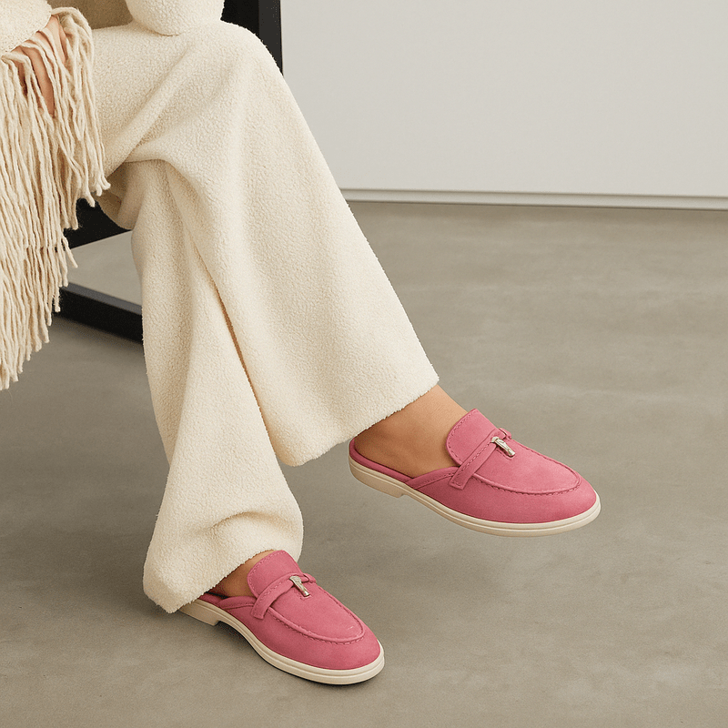 Women's Mules | Slip-On Comfort | Chic Buckle Detail | Faux Leather