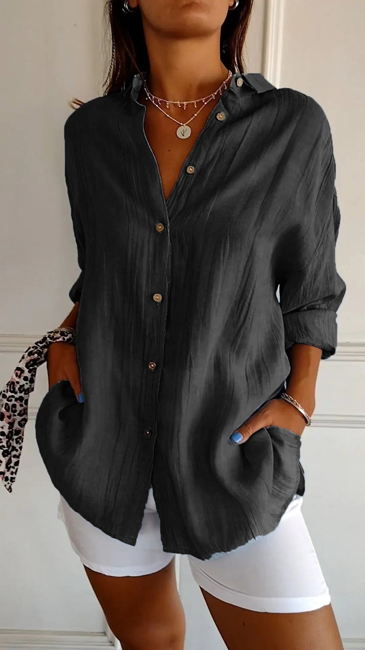 Women's Blouse | Pleated Front Detail | Flowing Fit | Elegant & Versatile