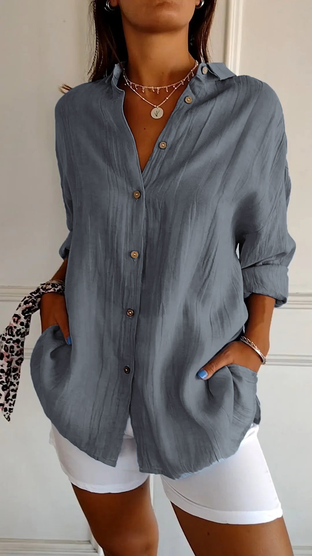 Women's Blouse | Pleated Front Detail | Flowing Fit | Elegant & Versatile