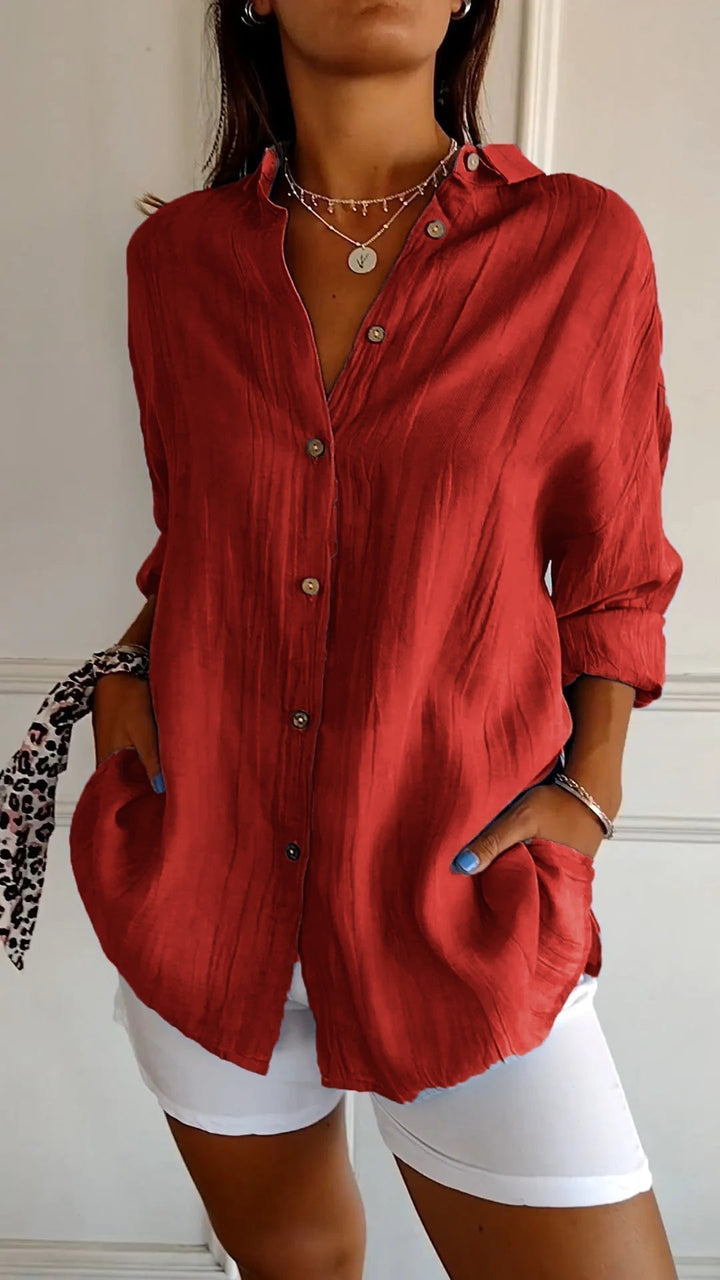 Women's Blouse | Pleated Front Detail | Flowing Fit | Elegant & Versatile