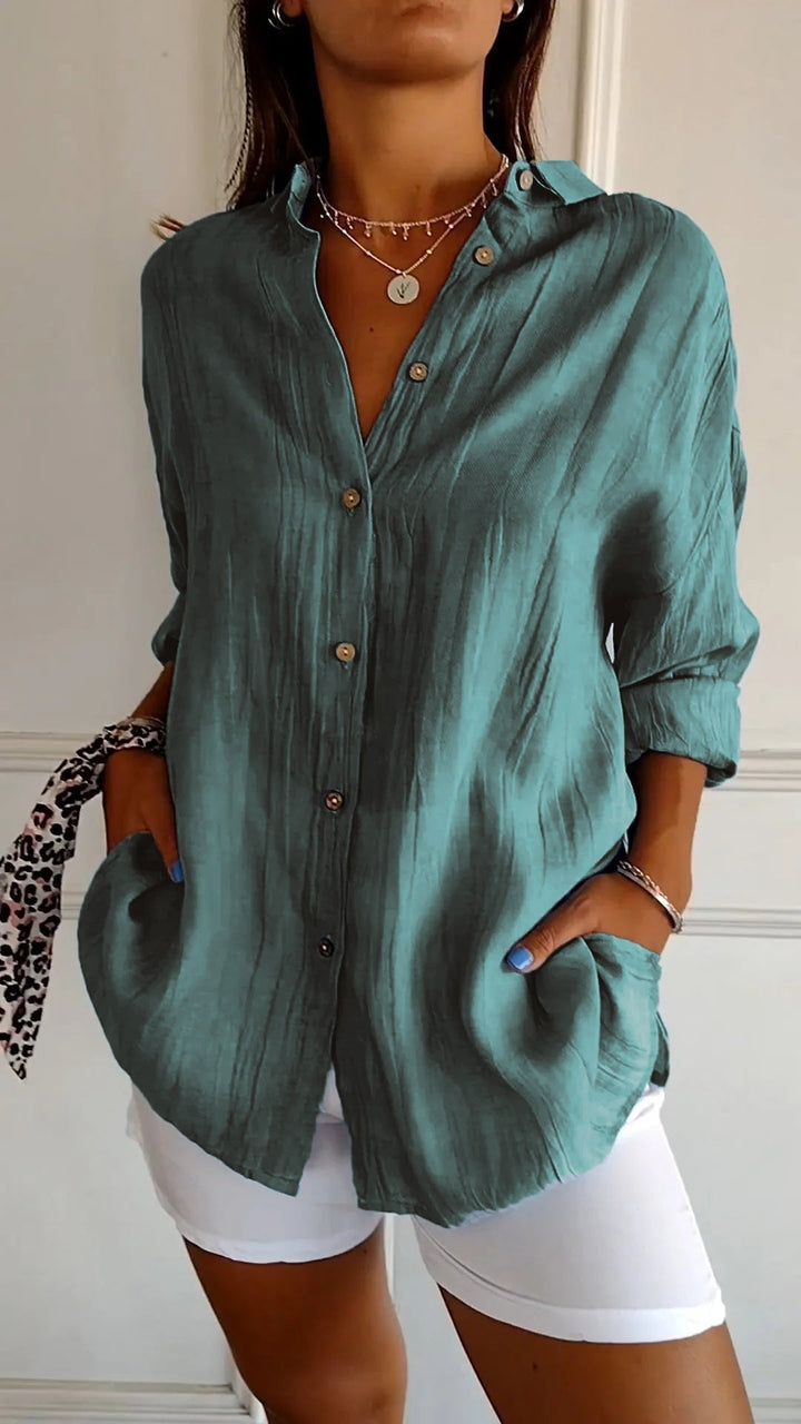 Women's Blouse | Pleated Front Detail | Flowing Fit | Elegant & Versatile