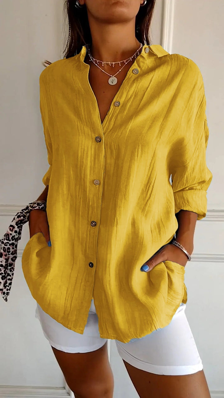 Women's Blouse | Pleated Front Detail | Flowing Fit | Elegant & Versatile
