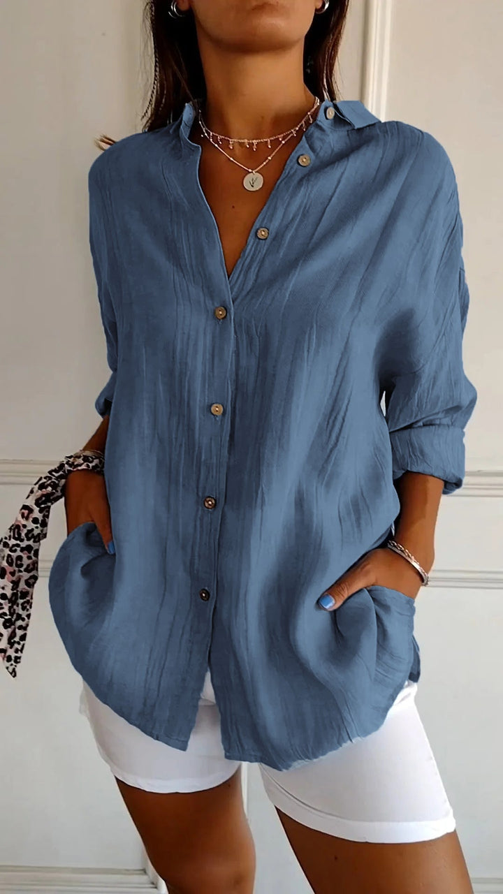 Women's Blouse | Pleated Front Detail | Flowing Fit | Elegant & Versatile