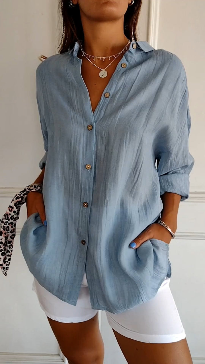 Women's Blouse | Pleated Front Detail | Flowing Fit | Elegant & Versatile