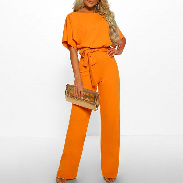 Women's Jumpsuit | Slim Fit & Wide-Leg Pants | Lace-Up Waist | Elegant & Comfortable
