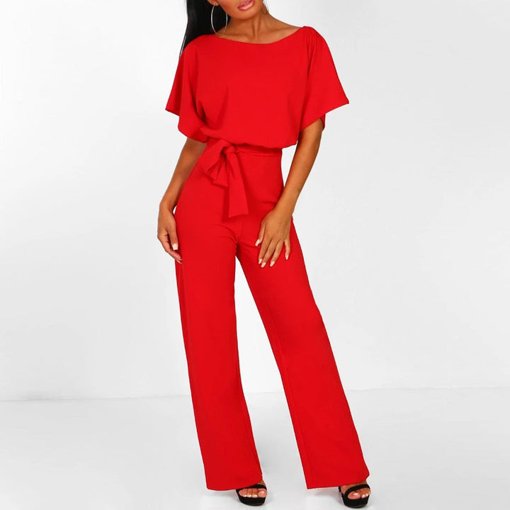 Women's Jumpsuit | Slim Fit & Wide-Leg Pants | Lace-Up Waist | Elegant & Comfortable
