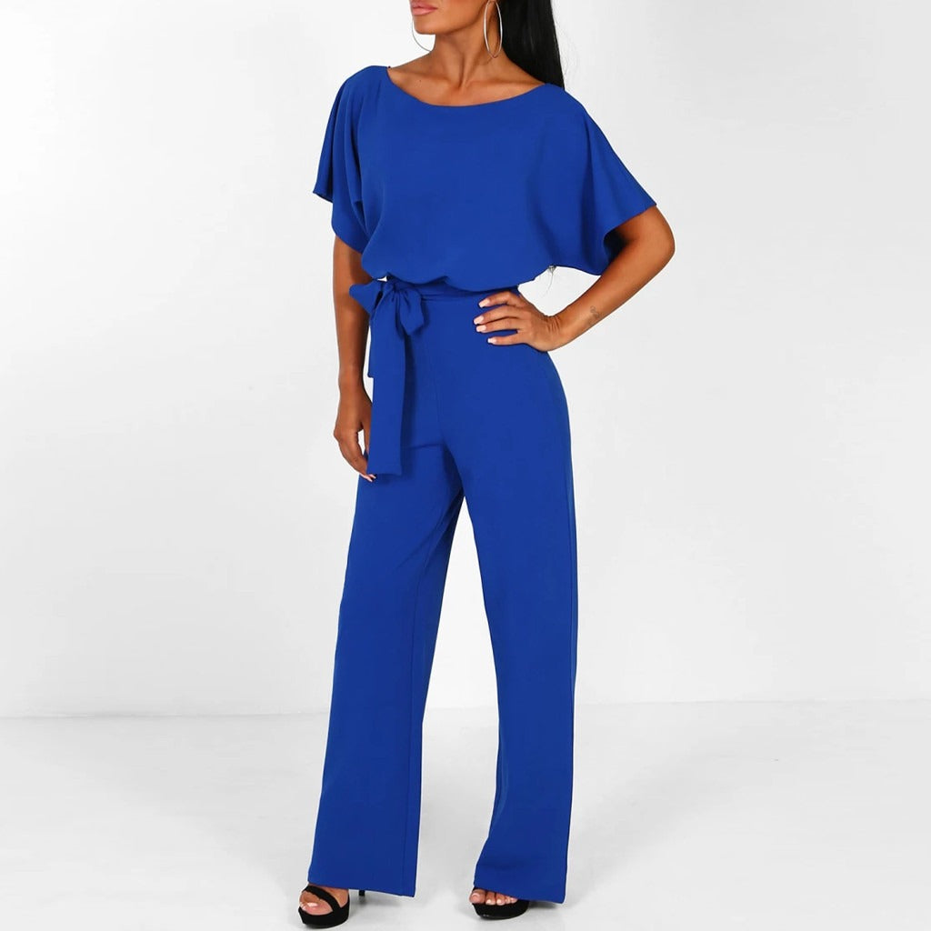 Women's Jumpsuit | Slim Fit & Wide-Leg Pants | Lace-Up Waist | Elegant & Comfortable
