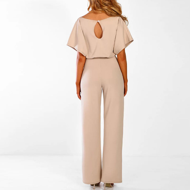 Women's Jumpsuit | Slim Fit & Wide-Leg Pants | Lace-Up Waist | Elegant & Comfortable