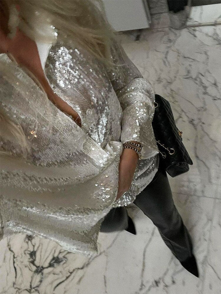Blouse for Women | Oversized Fit | Trendy & Comfortable | Glitter Detail
