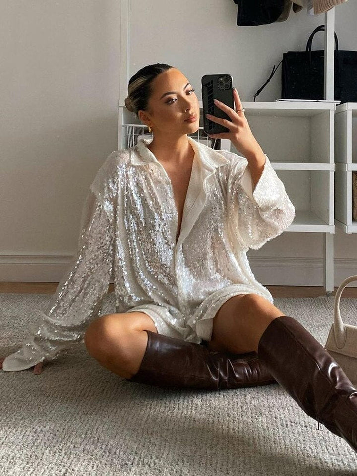 Blouse for Women | Oversized Fit | Trendy & Comfortable | Glitter Detail