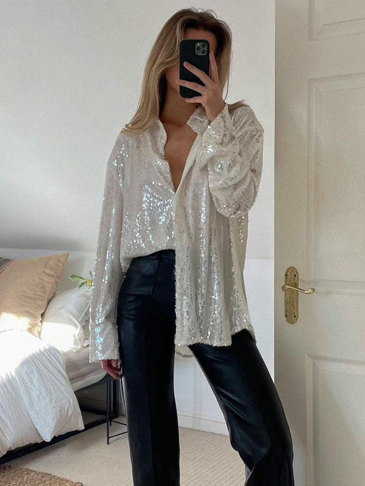 Blouse for Women | Oversized Fit | Trendy & Comfortable | Glitter Detail