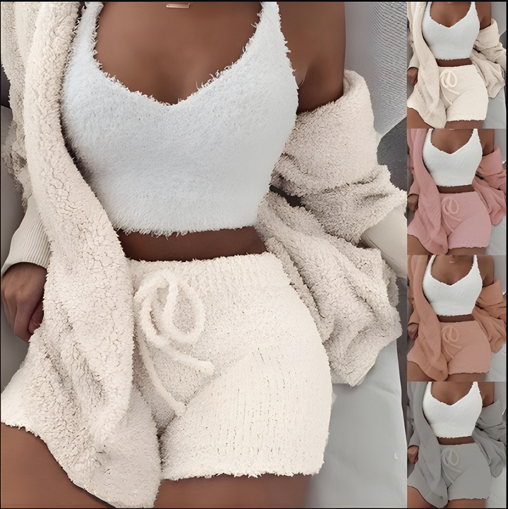 Women’s Knitted Loungewear Set | 3-Piece | Warm Fleece Sherpa | Stylish & Cosy