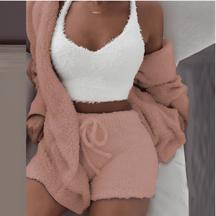Women’s Knitted Loungewear Set | 3-Piece | Warm Fleece Sherpa | Stylish & Cosy