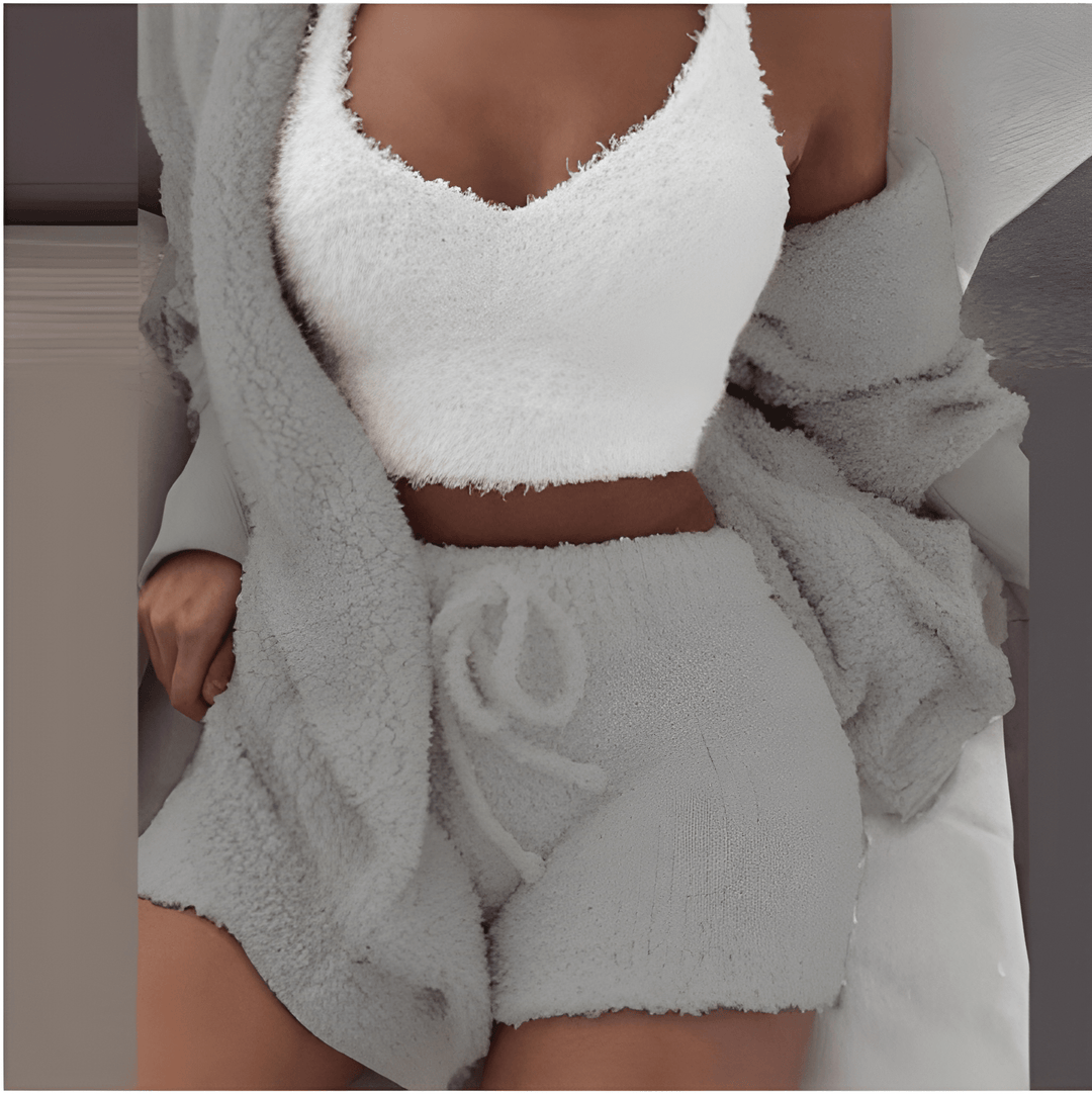 Women’s Knitted Loungewear Set | 3-Piece | Warm Fleece Sherpa | Stylish & Cosy