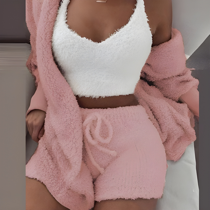 Women’s Knitted Loungewear Set | 3-Piece | Warm Fleece Sherpa | Stylish & Cosy