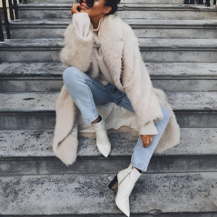 Women’s Long Faux Fur Coat | Warm & Woolly | Chic Design | Ideal for Autumn & Winter